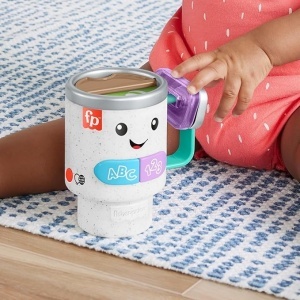 Fisher-Price Jucărie Laugh & Learn pentru bebeluși și copii mici, cană de cafea cu lumini și muzică, pentru copii de peste 6 luni, HXF49 - Img 4