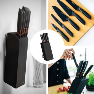 Fiskars Edge 1003099 Bloc de cutite cu 5 cutite Birkenholz Negru - Img 3