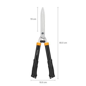 Fiskars Foarfece gard viu HS21, Pentru modelarea si taierea gardurilor vii si tufisurilor, lungime 59 cm, lame din otel calit/maner din plastic moale la atingere, negru/portocaliu, solid, 1026827 - Img 2