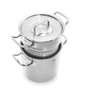 Fissler Original-Profi Collection Oala Multistar/Otel Inoxidabil (O 20 cm, 6 L) Oala inalta de sparanghel cu capac, Insertie strecuratoare pentru abur si gatit sparanghel - Inductie