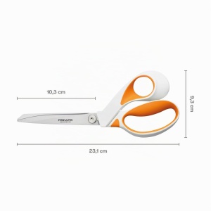 Foarfeca de taiat Fiskars RazorEdge, 23 cm, pentru stofe, AlbPortocalie - Img 3