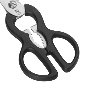 Foarfece de bucatarie WMF 21 cm, foarfece de uz casnic cu margine de ferastrau, foarfece de bucatarie, otel inoxidabil, maner din plastic, foarfece universale cu deschizator de sticle - Img 6