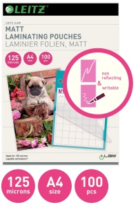Folii de laminare Leitz A4 Matt 125 mic, 100 bucati, transparente, rezistente - Img 2