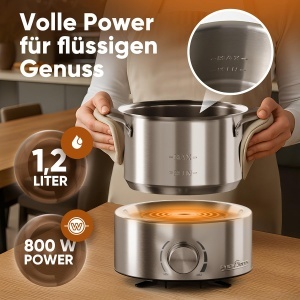 Fondue electric ProfiCook PC FD 1288, 1.2L, 800W, inox, pentru 8 persoane - Img 4