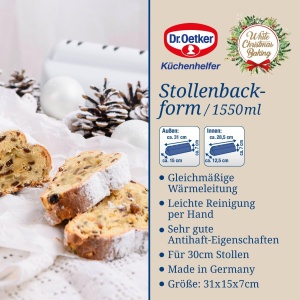 Forma de copt Dr Oetker White Christmas Baking Antiaderenta 31x15x7 cm 1550 ml - Img 3