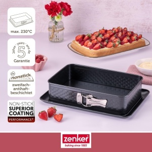Forma de copt dreptunghiulara Zenker 28 x 18 cm, PFAS-free, cu model in forma de inima - Img 2