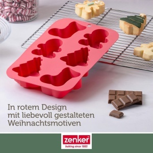 Forma de copt pentru mini prajituri Zenker The Christmas Candy Shop, 6 forme, silicon, 26 x 17 x 3 cm - Img 7