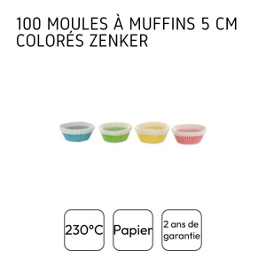 Forma de copt pentru muffins Zenker 684848, 100 buc, 5 cm, colorate - Img 4
