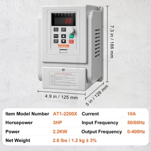 Frecventometru VEVOR AT1-2200X 22kW 10A Control Viteza Motor 3 Faze - Img 7
