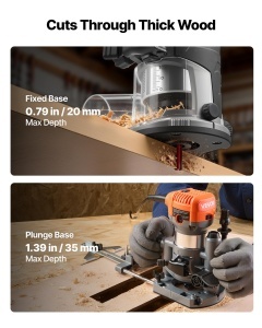 Freza manuala VEVOR 710W, 6 viteze variabile, cu baza fixa si inclinabila - Img 3