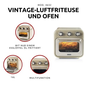 Friteuza cu aer cald Ariete Vintage 4632, 16 L, 1400W, Bej - Img 3