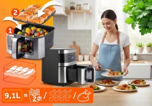 Friteuza cu aer cald Berdsen XXL 9,1L 1700W cu touchscreen si fereastra vizibila - Img 7