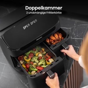 Friteuza cu aer cald Hisense 11L, 2700W, 2 zone, touchscreen - Img 6