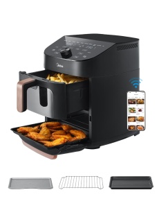 Friteuza cu aer cald Midea Doppelzone 11 l, 2400 W, design vertical