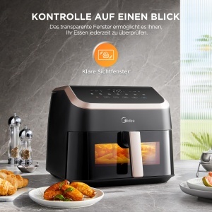 Friteuza cu aer cald Midea XXL AirFryer 85L NegruRose Gold Tehnologie HeatXpress - Img 7