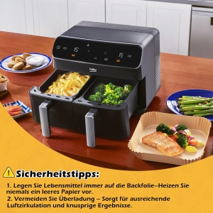 Friteuza cu aer cald Ninja AF300EU, 120 bucati hartie antiaderenta, compatibila cu modele duale - Img 7