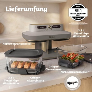 Friteuza cu aer cald Ninja CRISPi DualZone, 7.6 L, 8 functii, sticla - Img 9