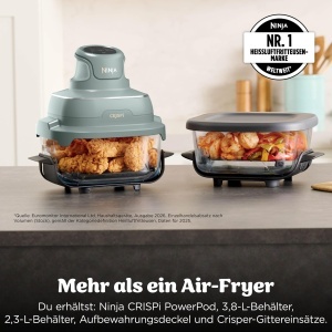 Friteuza cu aer cald Ninja CRISPi FN201EUGN8, 3.8 L, 1700 W, Salbeigrun - Img 2