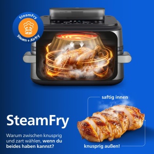 Friteuza cu aer cald Philips 5000 Megabasket, 9.5L, Argintie - Img 4