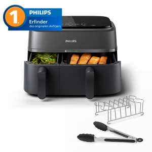 Friteuza cu aer cald Philips Airfryer 3000 Series NA35003, 9L, 2 cosuri, tehnologie RapidAir - Img 2