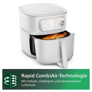 Friteuza cu aer cald Philips Airfryer Combi 7000 XXL HD987620 83L 22 functii WiFi Alb - Img 4