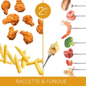 Friteuza cu fondue Bomann(r) 2in1 incl. 6 furculite pentru fondue | Fondue pentru fondue de ciocolata si branza | Friteuza pentru 1 litru ulei/grasime | Panou de control cu afisaj de control | Carcasa Cool-Touch | 840 wati | FFR 1290 CB - Img 2