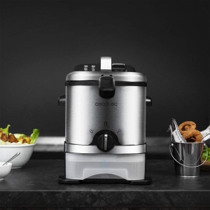 Friteuza electrica Cecotec de 3 litri CleanFry 3000. Otel inoxidabil cu filtru OilClean care mentine uleiul curat, putere 2180 W, capac cu fereastra si filtru anti-miros (3000 ProFilter) - Img 2