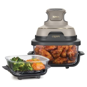 Friteuza portabila Ninja CRISPi 38L 4-in-1 Air Fry Fry Keep Warm Recrisp 6 portii 2x recipiente si capace de sticla detasabile 1700W Stone Gold FN101E - Img 1