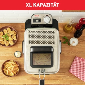 Friteuza Tefal Oleoclean Pro Inox & Design, 2300W, capacitate 1,2 kg, recipient ulei detasabil, filtrare automata ulei/grasime, temporizator, termostat, 3,5 l, friteuza neagra, otel inoxidabil, FR8040 - Img 3
