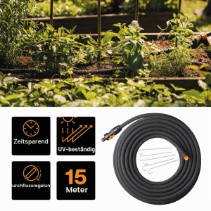 Furtun de irigatie Fiskars, 15 m, cu control debit, negruportocaliu - Img 3