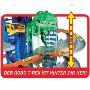 Garaj Hot Wheels cu T-Rex si 2 Masinute, Capacitate 100 Vehicule, Inaltime 90cm - Img 7