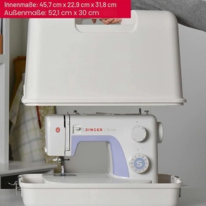 Geanta de transport SINGER pentru masini de cusut, alba, din plastic rezistent, 2.3 kg - Img 2