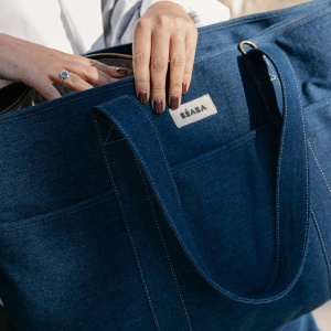 Geanta pentru scutece Beaba Madrid Modular 22L, 11 compartimente, denim - Img 7