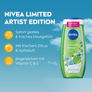 Gel de dus NIVEA Orchard Breeze Artist Edition, 250 ml, cu vitaminele C si E, parfum fructat - Img 2