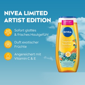 Gel de dus NIVEA Tropical Sunrise Artist Edition 250 ml, cu Vitamina C si E, parfum exotic - Img 2
