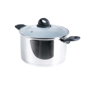 Genius Cerafit Steel Oala 24cm cu Capac din Sticla 6L Antiaderenta Compatibila Inductie