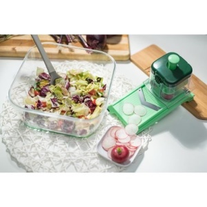 Genius Nicer Dicer Chef Speed Slicer Feliator reglabil incl. buncar la indemana (2 bucati) - pentru taierea feliilor subtiri (1-5mm) - Feliator de castraveti Feliator de legume Feliator de legume, verde - Img 5