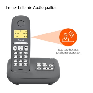 Gigaset A280A Duo - 2 telefoane fara fir DECT cu robot telefonic pentru cea mai buna comunicare cu afisaj grafic mare, calitate audio perfecta si functie hands-free, Gri + Gri Medio - Img 2