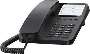 Gigaset DESK 400 - Telefon cu fir cu cablu elastic - Spatiu pentru 10 intrari de apelare rapida - Reapelare - MFV sau apelare cu impulsuri reglabila, negru [versiunea germana]
