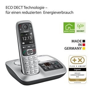 Gigaset E560A - Telefon DECT fara fir pentru seniori - Receptor cu robot telefonic - Afisaj color - Functie hands-free, butoane mari, Telefon cu buton SOS, Telefon analogic, platina [Versiunea germana] - Img 5