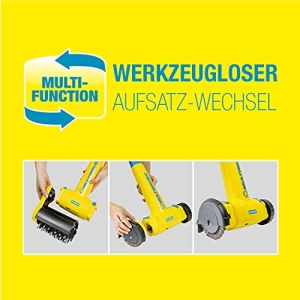 Gloria MultiBrush li-on - Perie multifunctionala fara fir / indepartarea buruienilor, poate fi folosita ca curatator de piatra, lemn, mortar, masina de tuns iarba, scarificator, aerator de gazon, set de 2 atasamente, fara baterie - Img 10