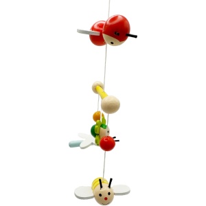 goki 52924 Pajiste mobila de primavara 3D din lemn, flori si albine, animale, ceas si minune, 24x45cm, multicolor, bebelus - Img 7