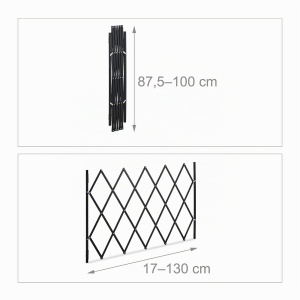 Gratar de protectie pentru caini Relaxdays, extensibil 17-130 cm, inaltime 87,5-100 cm, bambus, negru - Img 4