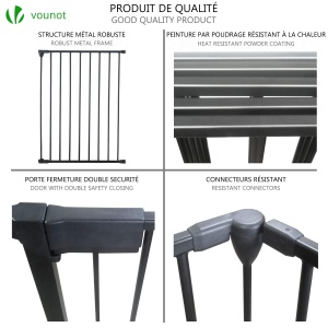 Gratar de protectie VOUNOT, 5 elemente, 300x75 cm, negru, metalic - Img 6