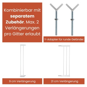 Gratar de siguranta Hauck Clear Step 2, extensie 21cm, alb, pentru usi si scari - Img 6