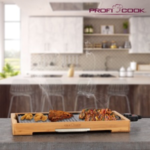 Gratar Teppanyaki ProfiCook Suprafata gratarului aprox 51 x 25 cm Gratar la masa 2200 wati termostat reglabil Placa de gratar cu acoperire antiaderent - Img 5