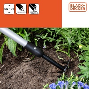 Grebla de gradina BLACKDECKER 5 Zinci Lungime reglabila 66-100 cm PortocaliuNegru - Img 5