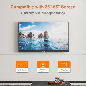 GRIFEMA TV TV TV TV TV pentru 26-65 inci, pana la 55 kg, suport TV rabatabil de perete VESA 75x75mm pana la 400x400mm, suport TV universal robust, usor de instalat GB1007-4 - Img 4