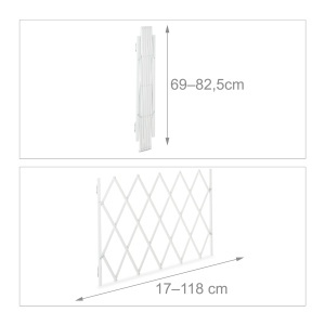 Grilaj de protectie pentru caini Relaxdays, extensibil 17-118 cm, inaltime 69-82,5 cm, bambus, alb - Img 4