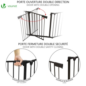 Grilaj de protectie pentru semineu VOUNOT, 5 elemente, metal, negru, 300x75 cm - Img 5